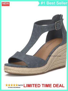 Cyleste T-Strap Wedge Sandals Cotton Upper Open Round Toe